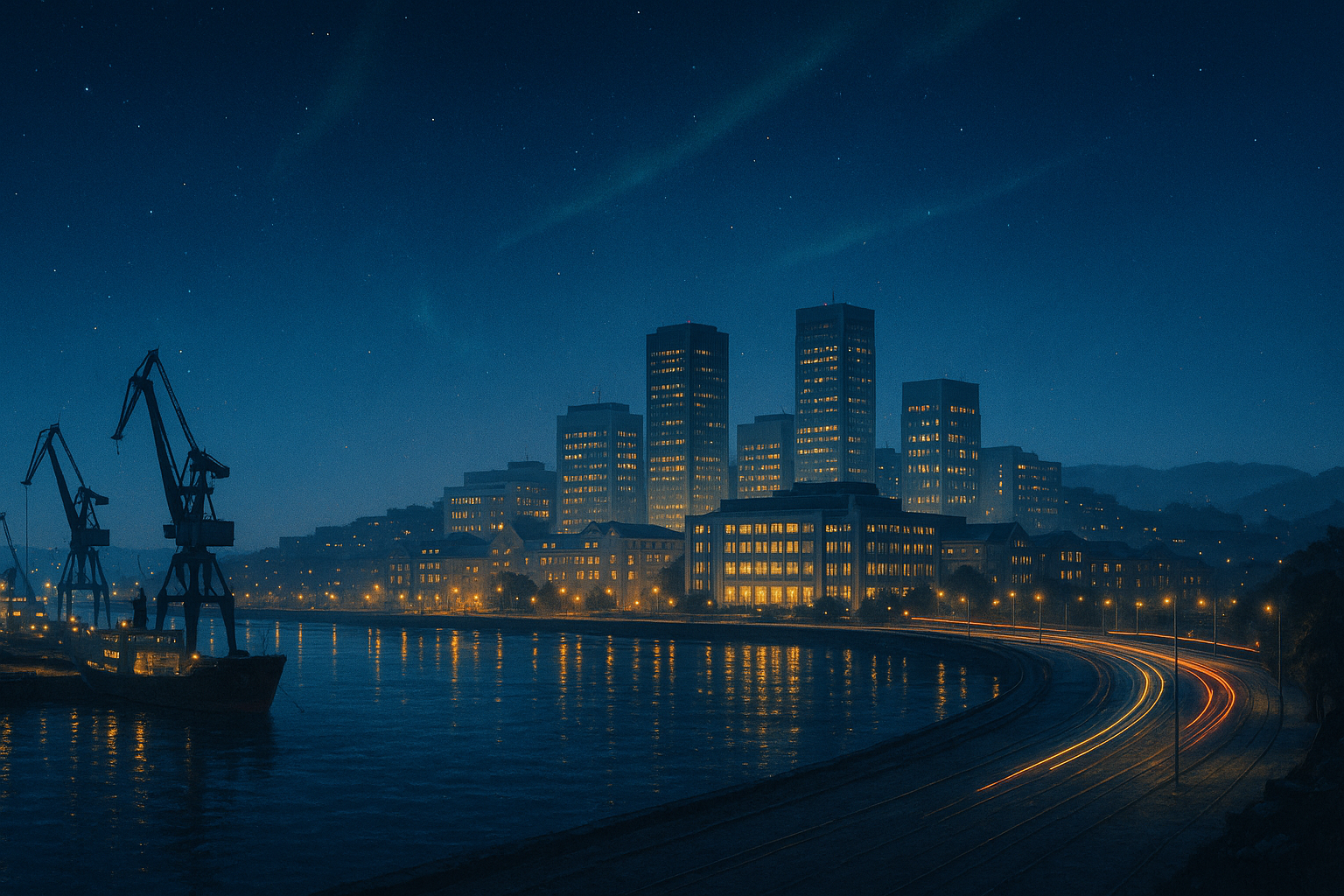 City lights hero banner at night